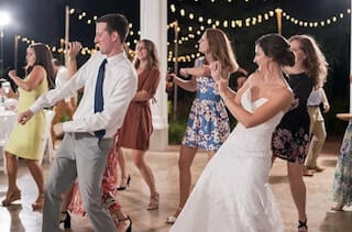 bride and groom dancing