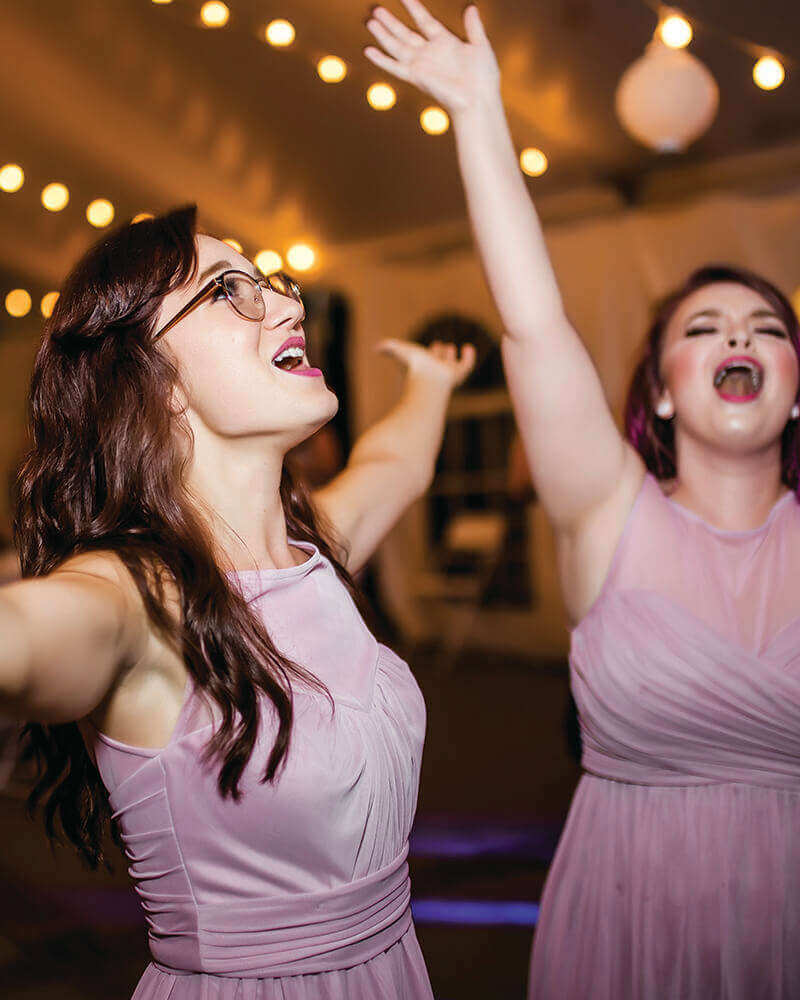 Wedding reception dance floor with DJ