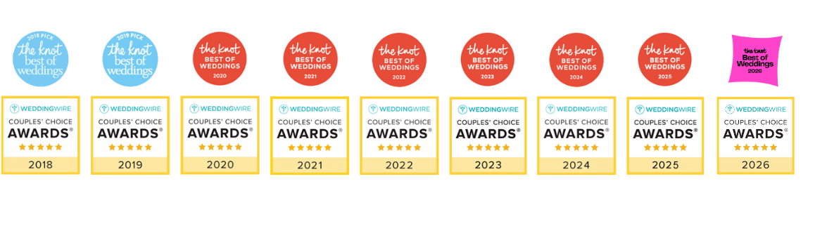 The Knot Best of Weddings and WeddingWire Couples' Choice awards, 2018 through 2026